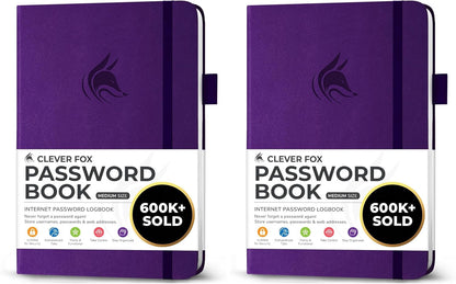 Clever Fox Password Book with alphabetical tabs. Internet Address Organizer Logbook. Small Pocket Password Keeper for Website Logins (Orange)