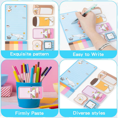 B1ykin Cute Sticky Notes Set - Stay Alive Skeleton Shaped Self-Stick Notes Pad, 550 Sheets Writing Memo Pages Sticky Notepad for Teacher Appreciation Gifts, School Office Supplies (Funny Skeleton) - Colors B