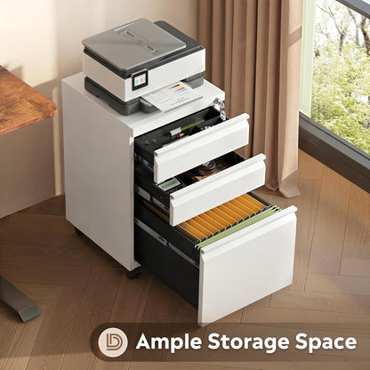 DEVAISE 3 Drawer Mobile File Cabinet Under Desk Office, Fully Assembled Except Casters, Letter/Legal Size, Black