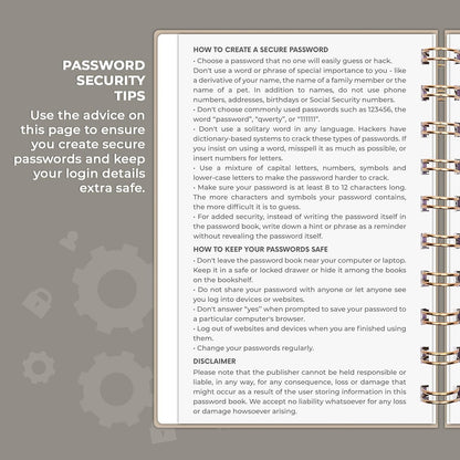 Clever Fox Password Book Spiral – Internet Address & Password Organizer with Laminated Alphabetical Tabs – Password Keeper Journal – Hardcover, Medium Size, 6.1x7.7” (Mystic Blue)