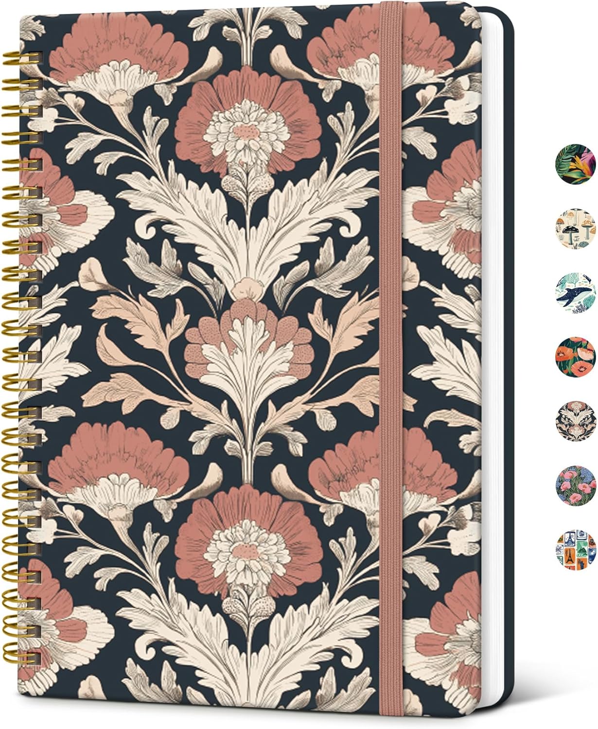 Taja Lined Spiral Journal Notebook for Women, A5 Cute College Ruled Hardcover Notebook for Work & Note Taking, Pretty Journal for Writing, 140 Pages, Flower Garden
