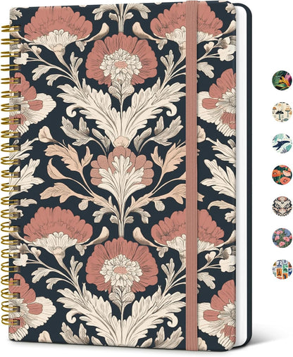 Taja Lined Spiral Journal Notebook for Women, A5 Cute College Ruled Hardcover Notebook for Work & Note Taking, Pretty Journal for Writing, 140 Pages, Flower Garden