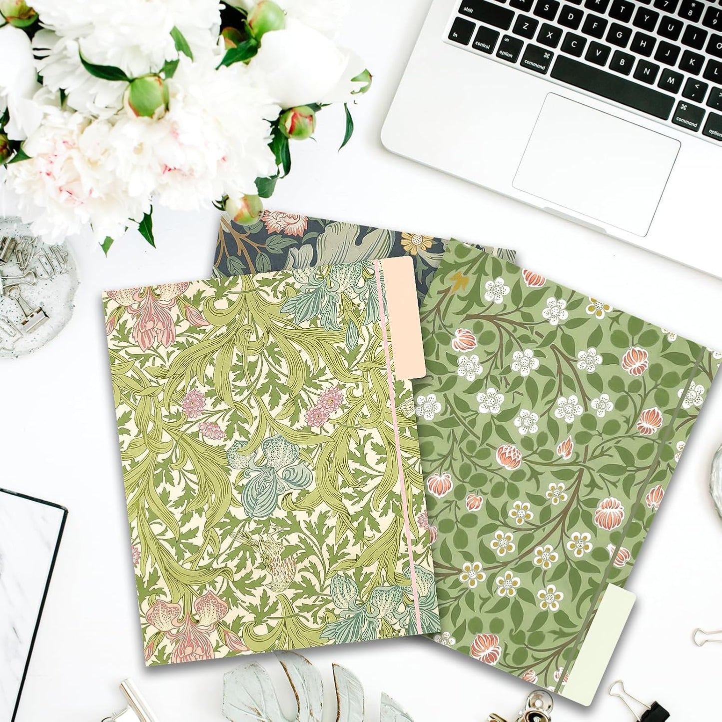 18 Pack William Morris Floral File Folders Decorative File Folders Letter Size(9.5 x 11.5) with 1/3 Cut Tab Fashion Folders for Office, School, Home