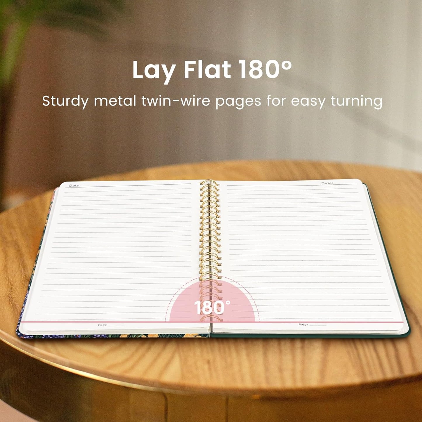 Taja Lined Spiral Journal Notebook for Women, A5 Cute College Ruled Hardcover Notebook for Work & Note Taking, Pretty Journal for Writing, 140 Pages, Flower Garden