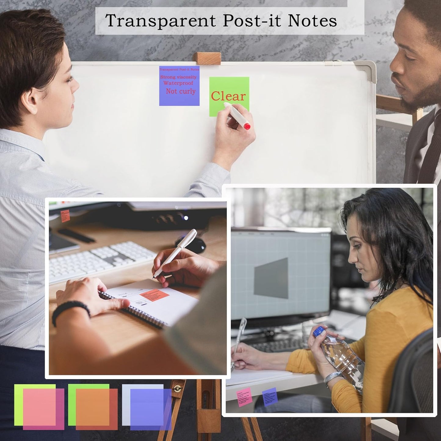 YOUDEFUL 1600pcs Translucent Sticky Note Tabs, Morandi Page Markers for Annotating Books,Repositionable Book Flags Tabs Strip with Binders, Clear Sticky Notes,Page Tabs,Index Tabs