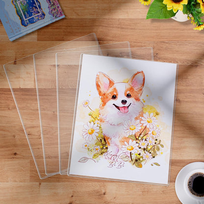 AKONEGE 5PCS 9" x 12" Rigid Print Protectors Clear Plastic Sheet Protectors, Heavy Duty Top Loading Document Holder, Menu Cover, Photo Poster Sleeves Hard Plastic Sleeves for Paper Art Prints