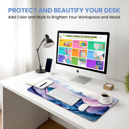 Large Mouse Pad for Desktop, Cute Desk Mat Pad Protector for Work & Gaming, Aesthetic Pretty Anti-Slip Laptop Blotter Cover for Office School Home Supplies, Wildflowers, 31.5" x 11.8"