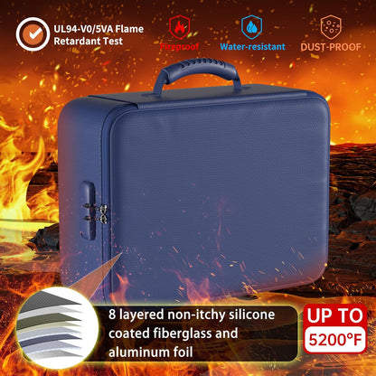 DocSafe 5200°F Document Organizer with Lock, Upgraded Heat Insulated Fireproof＆Water-Resistant Box 8 Layers File Organizer, Portable Home Travel Safe Storage for Important Documents and More