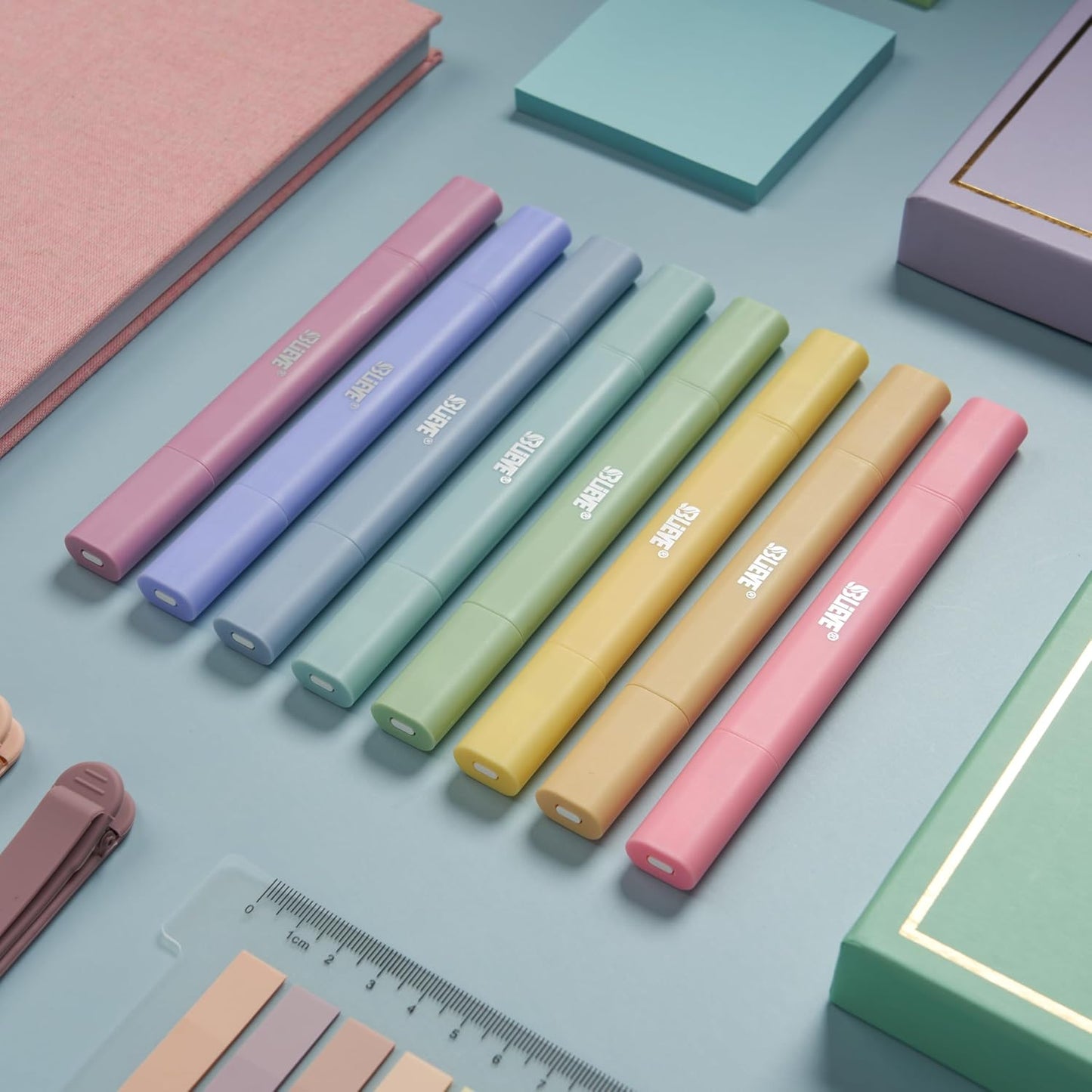 BLIEVE Aesthetic Cute Highlighters No Bleed Through, Dual Tip 8 Pack, Pastel Colors For Bible & Journaling