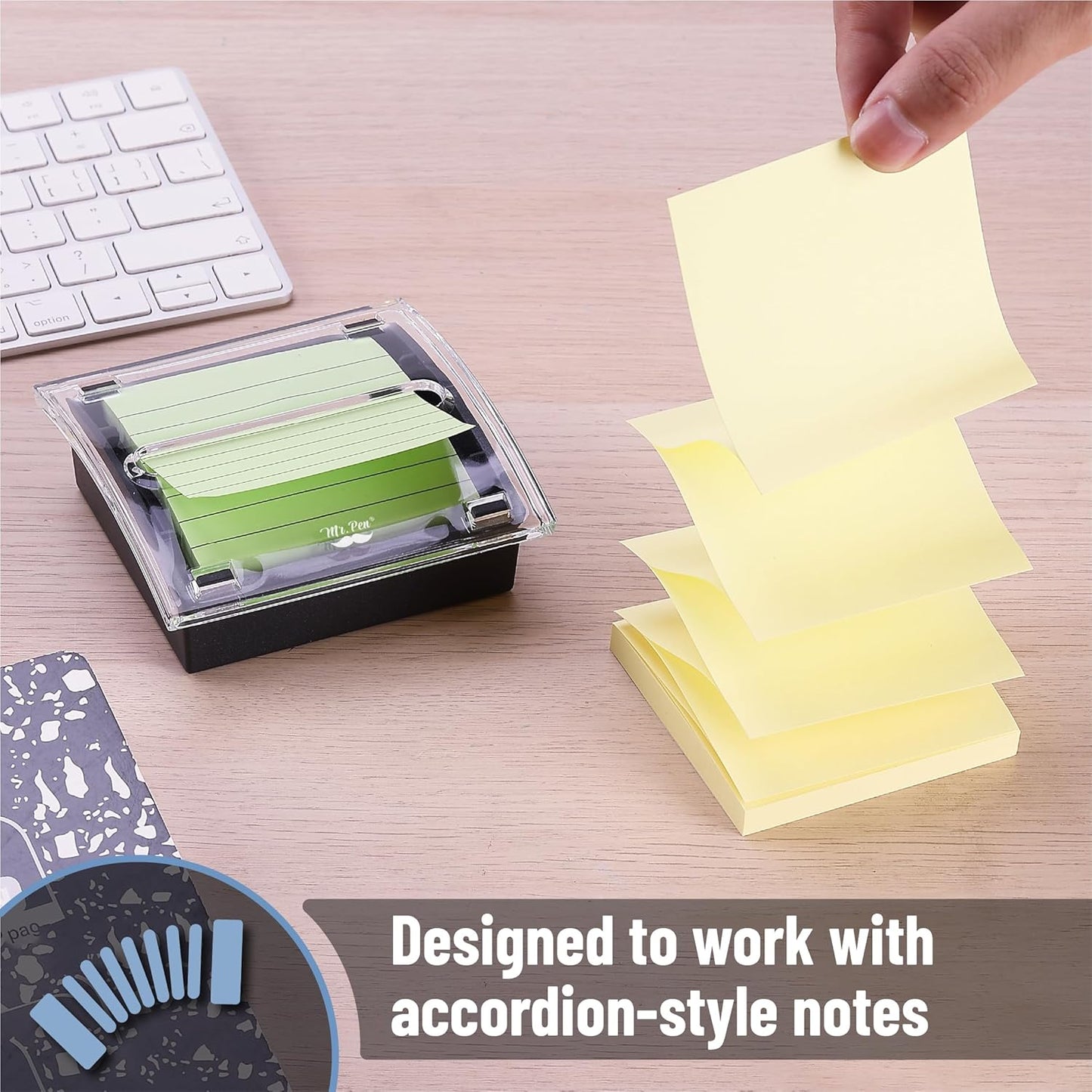 Mr. Pen Pop Up Sticky Note Dispenser, 3" x 3", Black, Sticky Note Dispenser, Sticky Note Holder for Desk, Clear Top