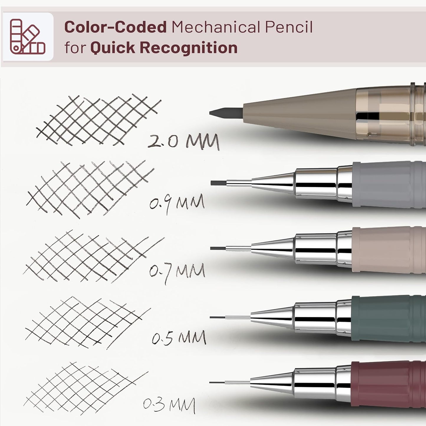 Mr. Pen- Art Mechanical Pencil Set, 5 Vintage Mechanical Pencils (0.3, 0.5, 0.7, 0.9, 2.0mm), 5 HB Lead Refills & 10 Eraser Refills, Precision Drawing Pencils for Sketching, Writing & Artwork