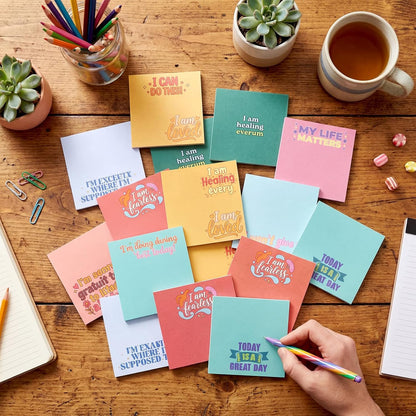 Yinder 48 Pcs Inspirational Sticky Notes Cute Motivational Sticky Notes Pad End of Year Employee Appreciation Gifts Bulk for Teacher Nurse Coworkers Office Supplies 3 x 3'' (Thank You,Dark Color)