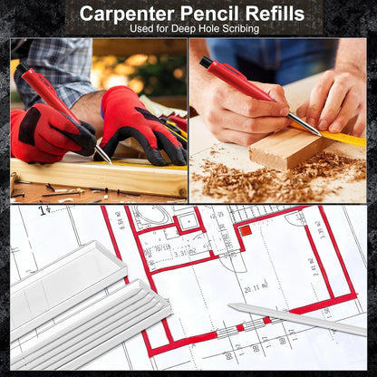 Zhehao 120 Pieces 2.8 mm Carpenter Pencils Lead Refills HB Refill for Construction Pencils Refills Mechanical for Writing Drawing Drafting Woodworking Construction(Black)