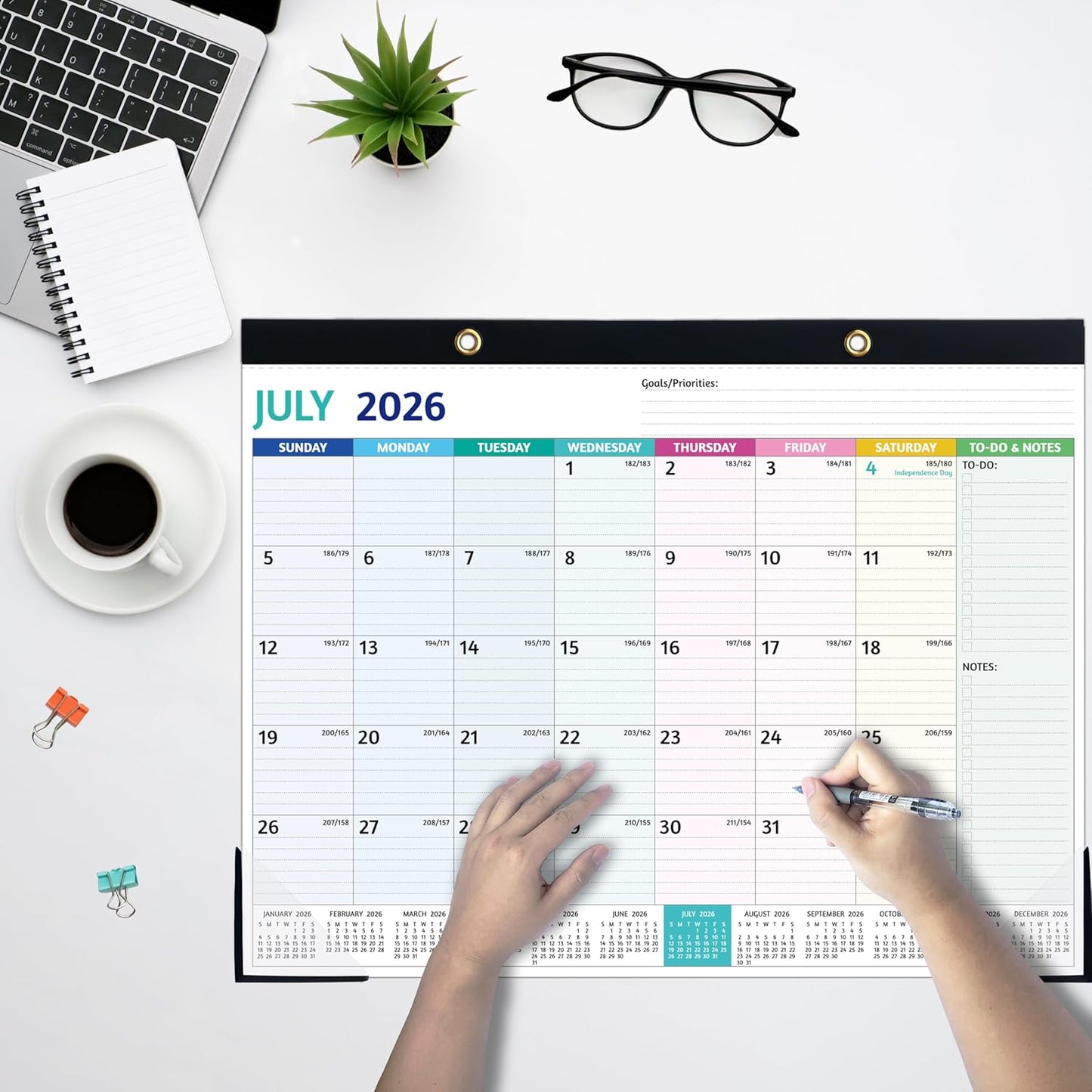 2026-2027 Desk Calendar – Run Now to MAR. 2027, 18 Monthly Desk Calendar 2026-2027 Large, 17'' x 12'', Best Desk/Wall Calendar 2026 with To-do Lists, Desk Pad, Ruled Blocks, Corner Protectors