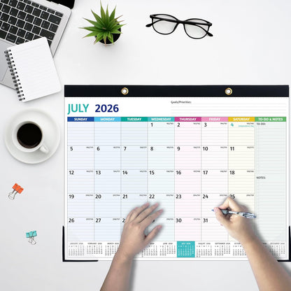2026-2027 Desk Calendar – Run Now to MAR. 2027, 18 Monthly Desk Calendar 2026-2027 Large, 17'' x 12'', Best Desk/Wall Calendar 2026 with To-do Lists, Desk Pad, Ruled Blocks, Corner Protectors