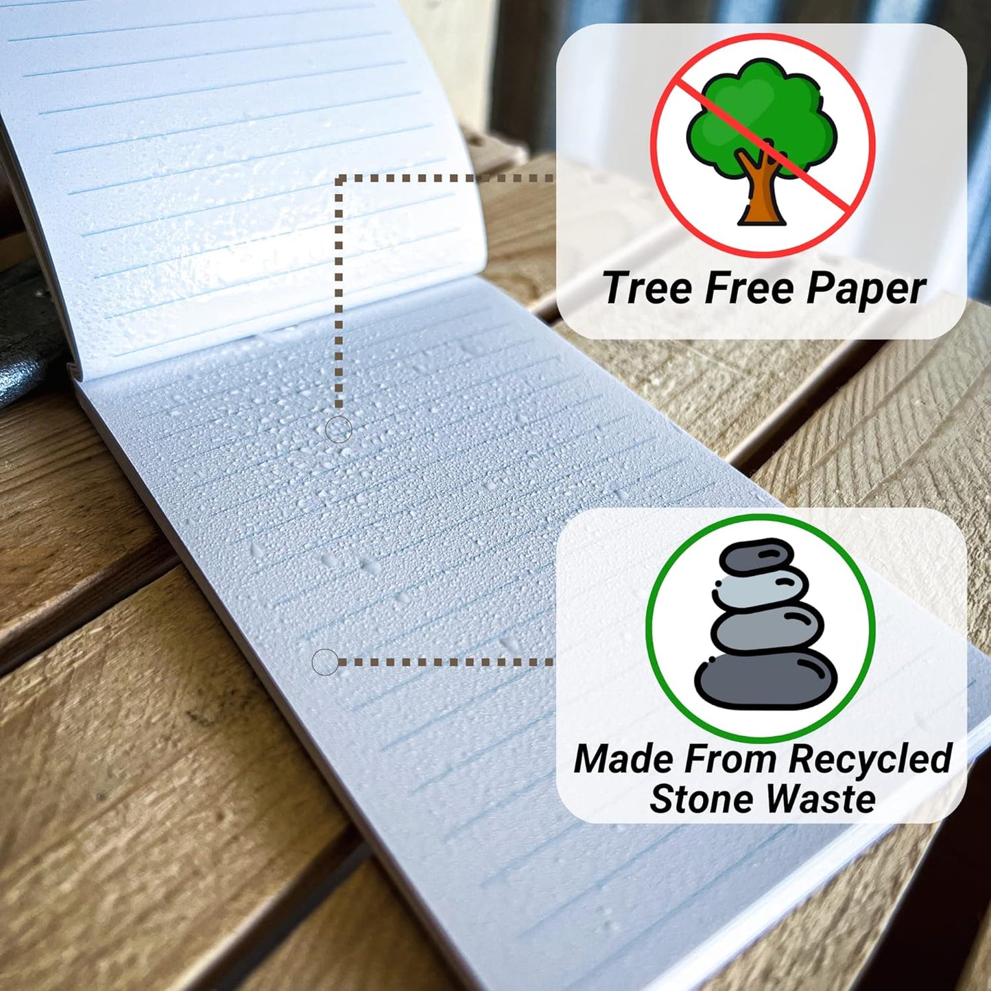 Portage Notebooks - 4 Pack Waterproof Notebook, Made From Recycled Stone Waste, Small Notepad, All Weather Notebook, Write in any Weather - 3x5 In, 40 Lined Sheets, Variety 4 Pack