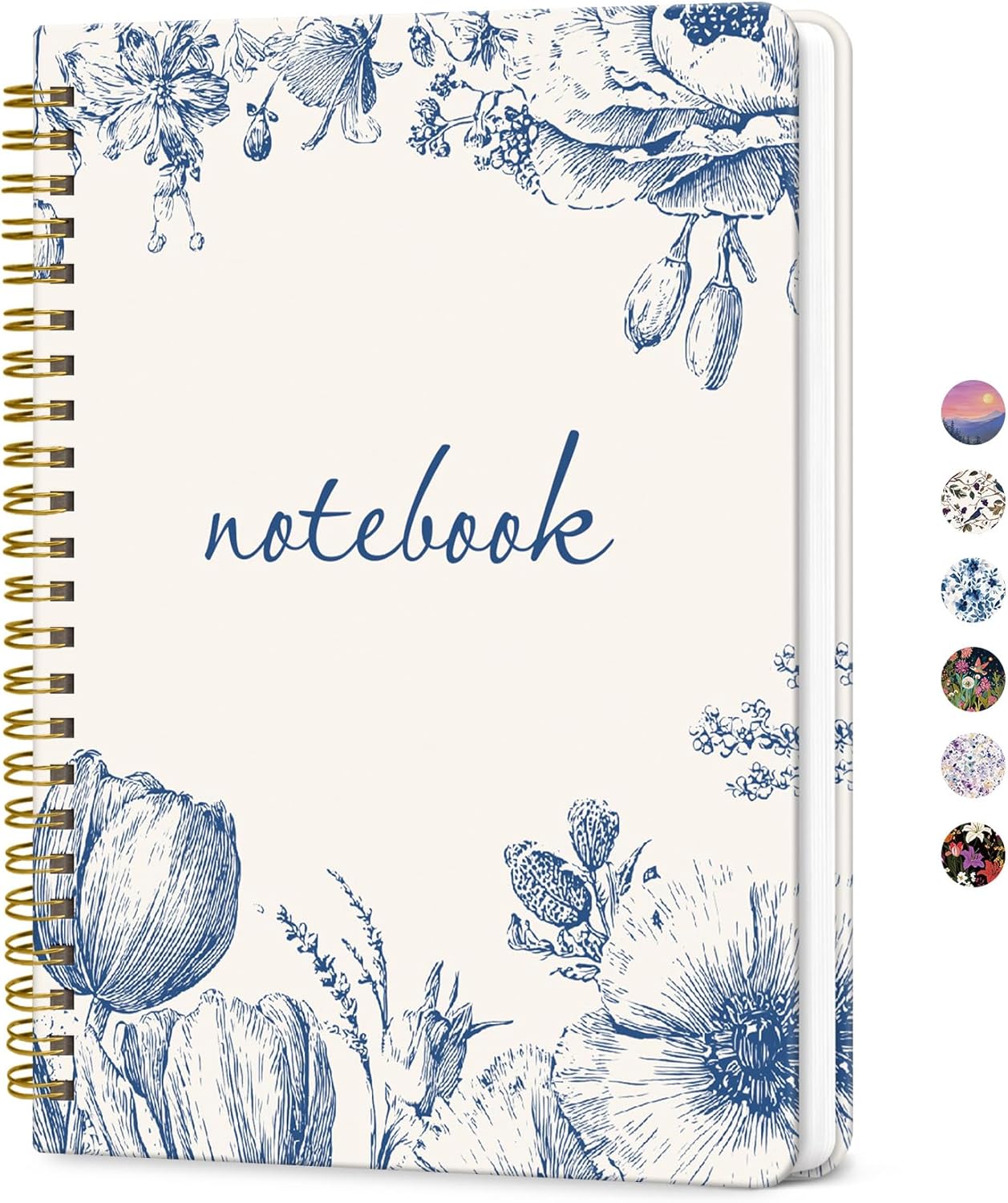 ZOTIA Lined Spiral Journal for Women, A5 Pretty Hardcover Notebook for Work, School & Office Writing, Aesthetic Writing Journal College Ruled, 140 Pages, 5.8" x 8.3", Twilight Bloom