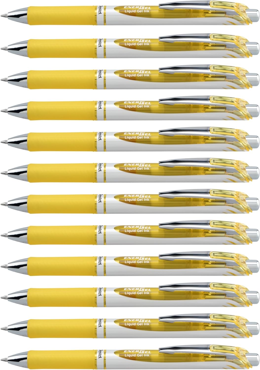 Pentel EnerGel RTX Retractable Liquid Gel Pen, (0.7mm) Medium Line, Metal Tip, Black Ink, Box of 12 (BL77-A)