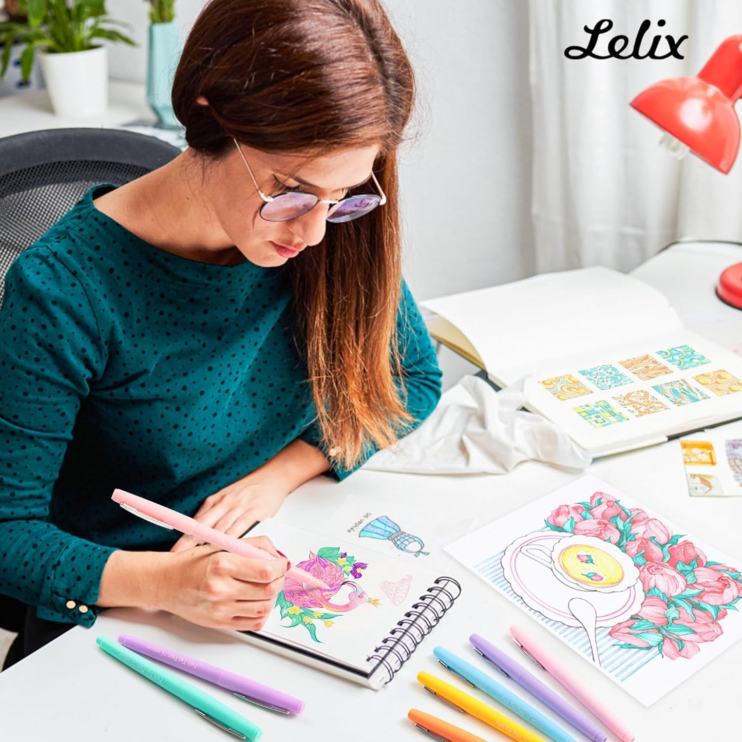 Lelix Felt Tip Pens, 30 Black Pack, 0.7mm Medium Point, Felt Tip Markers Pens for Journaling, Writing, Note Taking, Planner, Perfect for School Office and Art Supplies