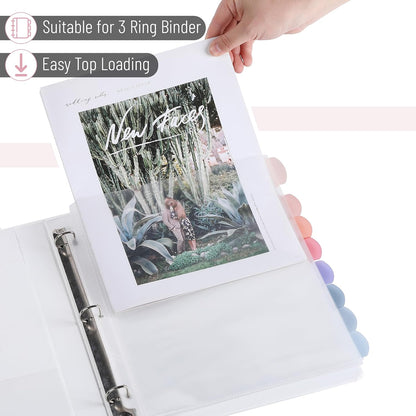 Mr. Pen- Clear Sheet Protectors with Tabs, 8.5x11 Inches, 8 Tabs, 2 Sets, Durable Clear Plastic Dividers for 3 Ring Binders, Insertable Index Page Divider with Multicolor Tabs