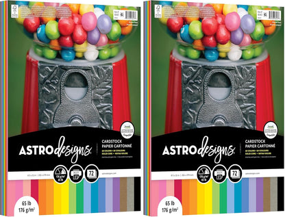 Neenah Astrodesigns Cardstock Pack 8.5"X11" 72/Pkg - 18 Bold & Vivid Colors