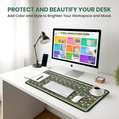 Large Mouse Pad for Desktop, Cute Desk Mat Pad Protector for Work & Gaming, Aesthetic Pretty Anti-Slip Laptop Blotter Cover for Office School Home Supplies, Wildflowers, 31.5" x 11.8"