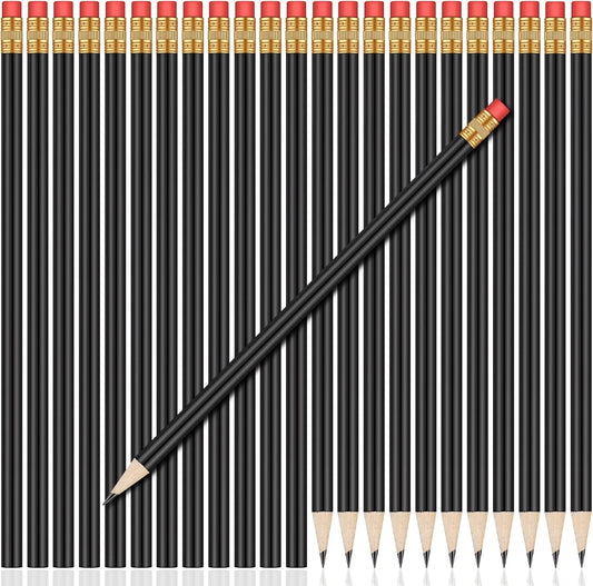 Outus 24 Pieces Round Pencils Cute HB Graphite Wood Pencils Pack with Eraser for School Drawing Sketching Wedding Office Supplies (White)