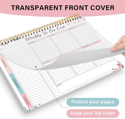 Weekly To Do List Notepad with 52 Undated Sheets（8.5"×11"）- Weekly Desk Planner Pad with Spiral Binding for Women & Man, Office, School and Home Personal Organizer