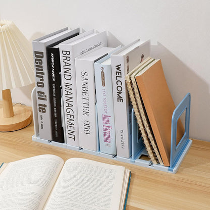 BAYTORY Gradient Desk File Holder, Vertical File Organizer with Adjustable Dividers, Desktop Book Organizer, Binder Shelf for Office Desk (4 Slots, Pink)
