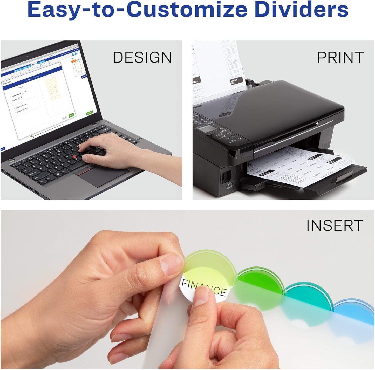 Avery Insertable Style Edge Plastic Dividers for 3 Ring Binders, 8-Tab Set, Multicolor, 1 Set (11201)