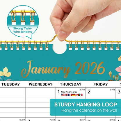 Calendar 2026-2027, Monthly Wall Calendar Runs Until June 2027, 11.5" x 14.8", Spiral Binding Hanging Wall Calendar, Perfect for Home or Office,Floral