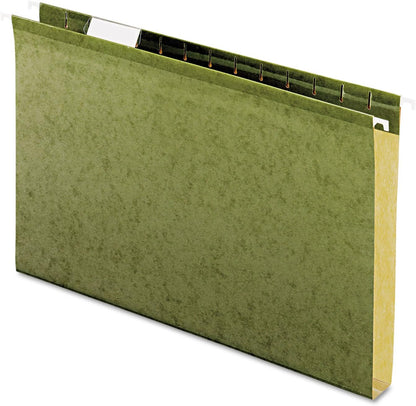 Pendaflex Extra Capacity Reinforced Hanging File, 3", Legal Size, Standard Green, 1/5 Cut, 25/BX (04153x3)