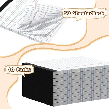 Legal Pads 8.5 x 11, White Note Pads, Wide Ruled Paper - 2 Pack (100 Sheets Total), Thick 80gsm Premium Writing Pads with Perforated Pages & Sturdy Backing Board for Office, School, Home