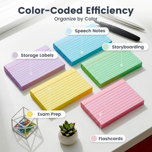 Koogel 1200PCS Index Cards 3x5, Colored Ruled Index Cards Bulk for Back To School, Heavy Notecards Memo Scratch Pad for Studying Teachers Classroom Note Taking Office College Supplies, 12 Colors