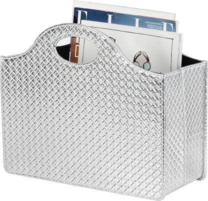 HofferRuffer Magazine Basket Holder, Foldable Magazine Rack, Document File Holder Organizer, File Folder, Newspaper Storage Bin Organizer for Home or Office (Brown)