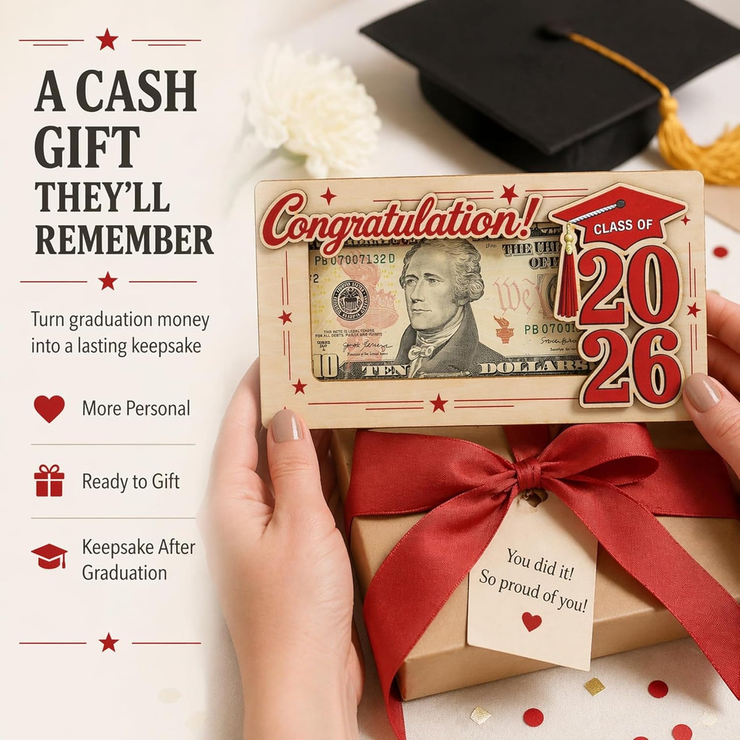Wooden Cute Pencil Gift Card Holder 3.36x6 inches, Graduation Cash Holder for Class of 2026, Teacher Appreciation Gifts, Creative Money Gift Idea for Students, Teacher Gift, Teacher Appreciation Gifts