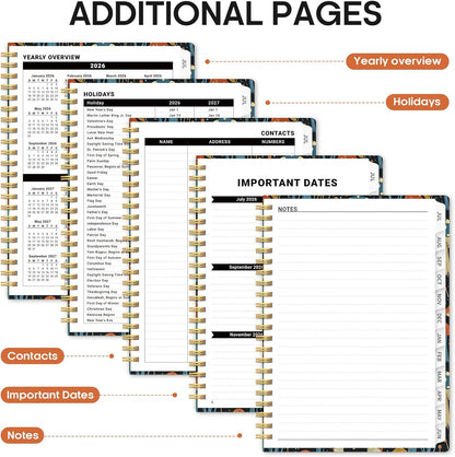 Planner 2026-2027, Academic Year Monthly and Weekly Calendar Planner, Jul 2026 - Jun 2027, Hardcover Teacher Student Planning Agenda book with Tabs, Perfect for School Office Supplies, 6.3" x 8.5" - Wildflowers