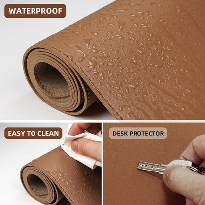 Large Desk Mat 47.2" x 17" Leather Desk Pad Protector with Natural Cork & PU Leather, Non-Slip Office Desk Mat, Large Mouse Pad, Waterproof Desk Blotter pad for Office&Home(Black)