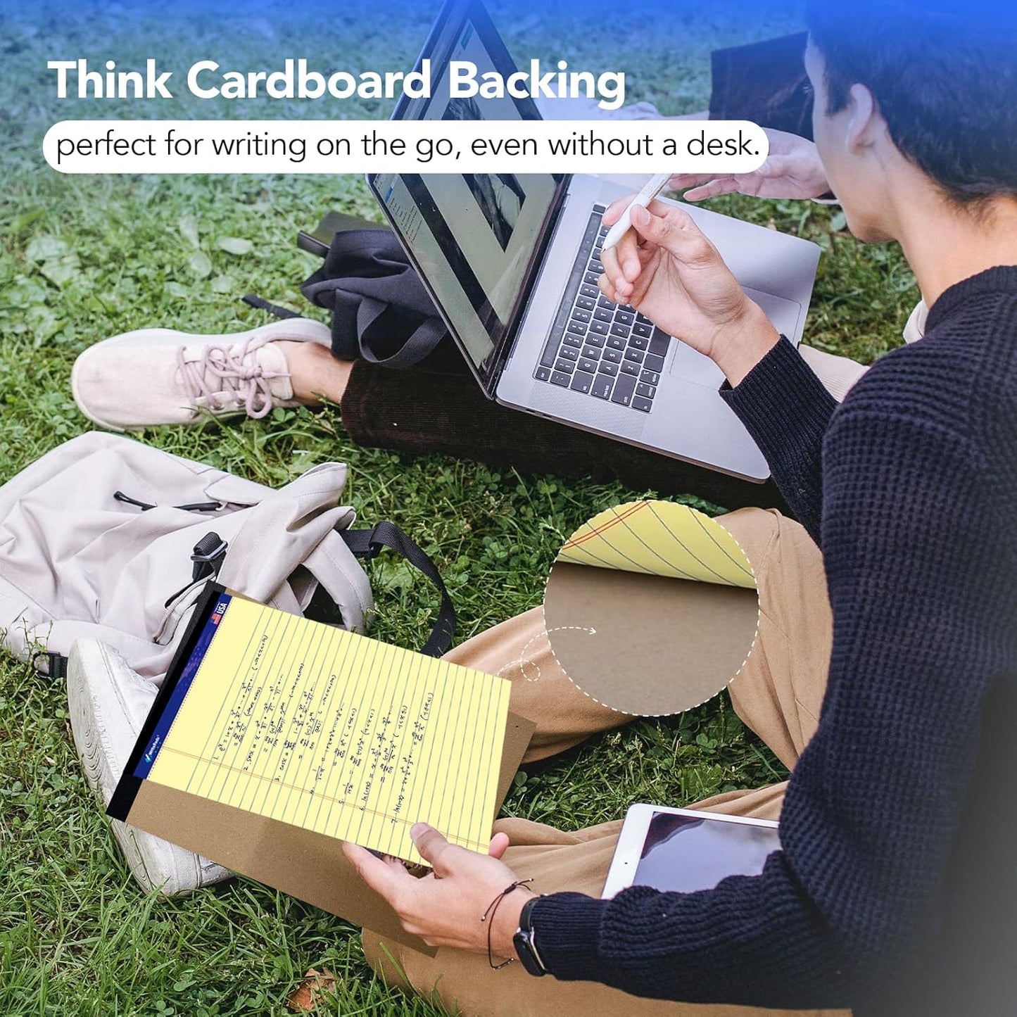 WritePads Legal note pads 8.5"x11" Legal Pads,Wide Ruled,White Paper,12 Pack,50 Sheets Per Writing Pad,Micro perforated Writing Pad,BL-MWT50W-12PAD
