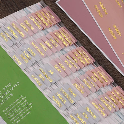 Thinkor- Repositionable Bible Tabs, 66 Pink Theme Laminated Tabs for Women, Thinkor for Study Bible