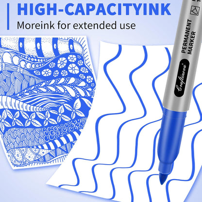 Black Ultra Fine Point Permanent Markers, Extra Fine Tip, Quick Drying and Waterproof, Fade Resistant Perfect on Paper, Glass, Metal, Plastic, Wood, Office & School Use, 12 Pack
