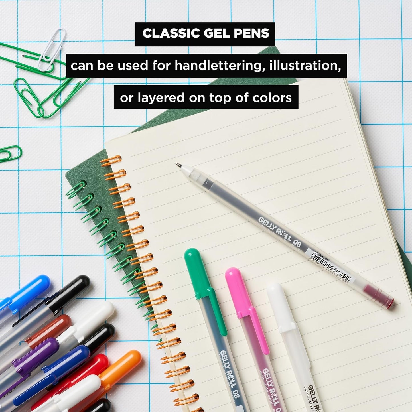 SAKURA Gelly Roll Classic Gel Pens, Opaque White Ink, Ass't Tips 05/08/10, 6 PK 57461