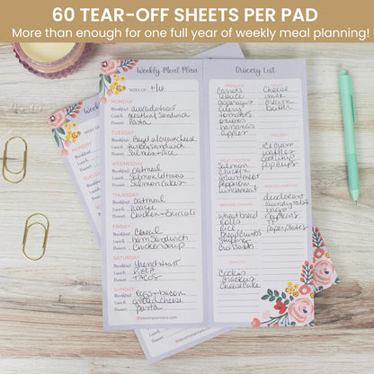 bloom daily planners Horizontal Weekly Tear-Off To Do List Planning Pad - Undated Notepad Organizer & Healthy Habit Tracker - 8.5” x 11” - Floral