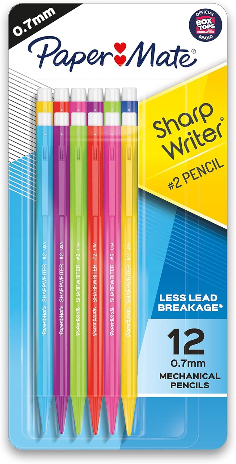 Paper Mate SharpWriter Mechanical Pencils, 0.7mm, HB #2, Yellow, 12 Count
