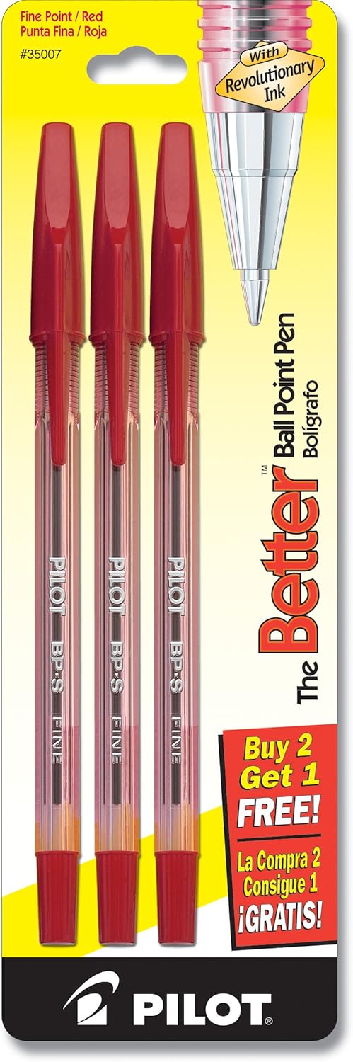 PILOT The Better Ball Point Pen Refillable Ballpoint Stick Pens, Fine Point, Blue Ink, 12-Pack (36011), Dozen Box (0.7mm - Fine)