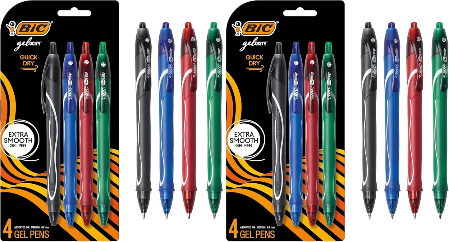BIC Gelocity Quick Dry Blue Gel Pens, Medium Point (0.7mm), 12-Count Pack, Retractable Gel Pens with Comfortable Full Grip