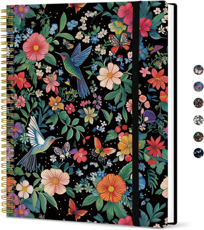Taja Large Spiral Lined Journal for Women, 8.5" x 11" Notebooks for Work Collge Ruled, A4 Aesthetic Cute Journaling Notebooks for Writing, Plastic Cover, Celestial