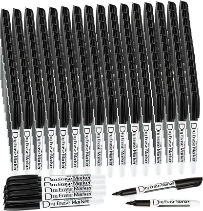 Volcanics Black Dry Erase Markers Low Odor Fine Whiteboard Markers Thin Box of 12
