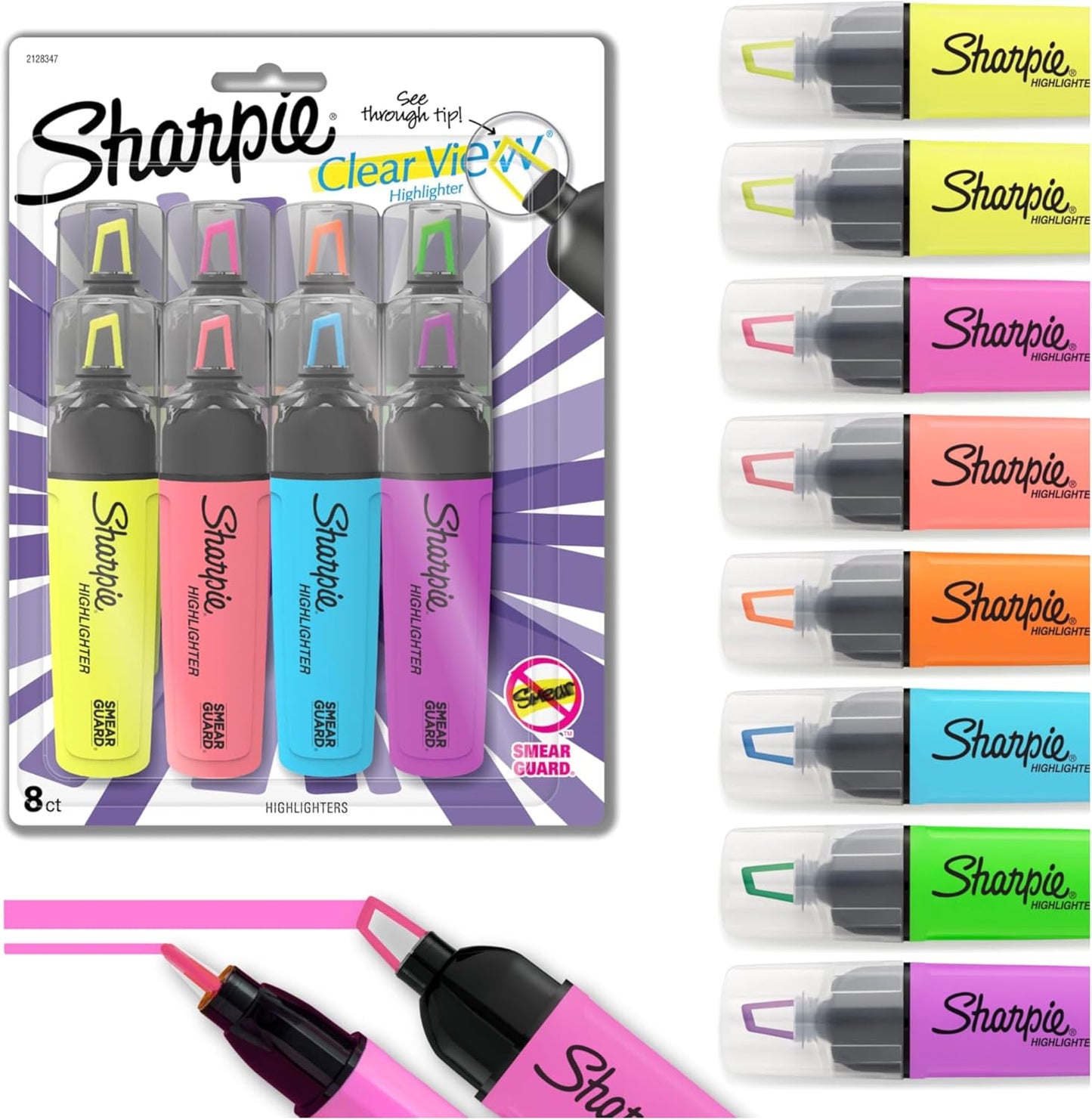 Sharpie Clear View Highlighters, Chisel Tip, 4 Count
