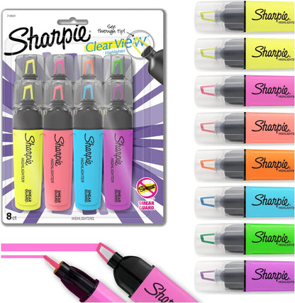 Sharpie Clear View Highlighters, Chisel Tip, 4 Count